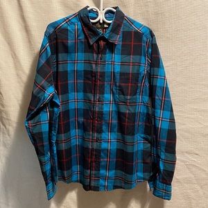 OP Blue and red plaid long sleeve shirt
